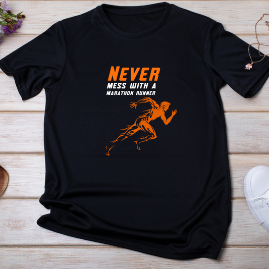 Never mess with a marathon runner- Unisex Cotton T-shirt