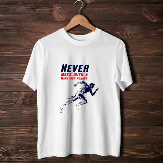 Never mess with a marathon runner- Unisex Cotton T-shirt